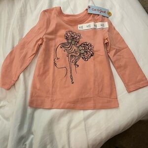 Cat & Jack Pink Long Sleeve Tee with Graphic Design